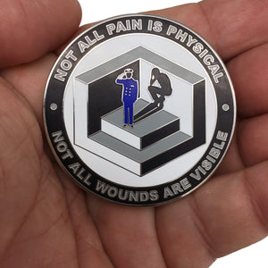 PTSD Awareness Challenge Coin Police Fire CBP Border Patrol Dispatch Rescue USCG EMS Corrections N-001D