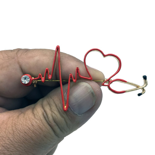 Heart Heartbeat Stethoscope EKG Medical Nurse Doctor EMT EMS Pin Brooch FREE USA SHIPPING P-187C