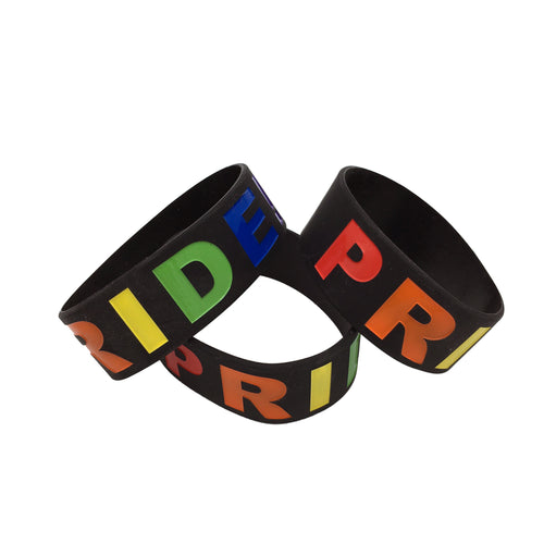 PRIDE LGBTQ Wide Silicone Bracelet Rainbow Lesbian Gay Bisexual Transgender Queer SBLT-015