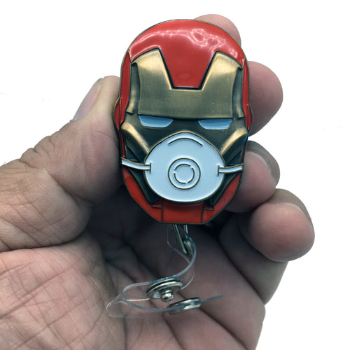 Iron mask Man Super Hero Pin Doctor Nurse EMT Hospital ICU ID Reel Holder ID-MISC1