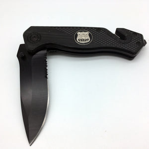 NYPD Police collectible 3-in-1 Police Tactical Rescue Knife with Seatbelt Cutter Steel Serrated Blade Glass Breaker 21-K