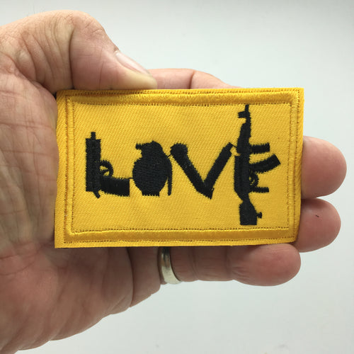 Funny LOVE 2A AK Razor Pistol Grenade War Hook and Loop Morale Patch FREE USA SHIPPING SHIPS FROM USA PAT-628