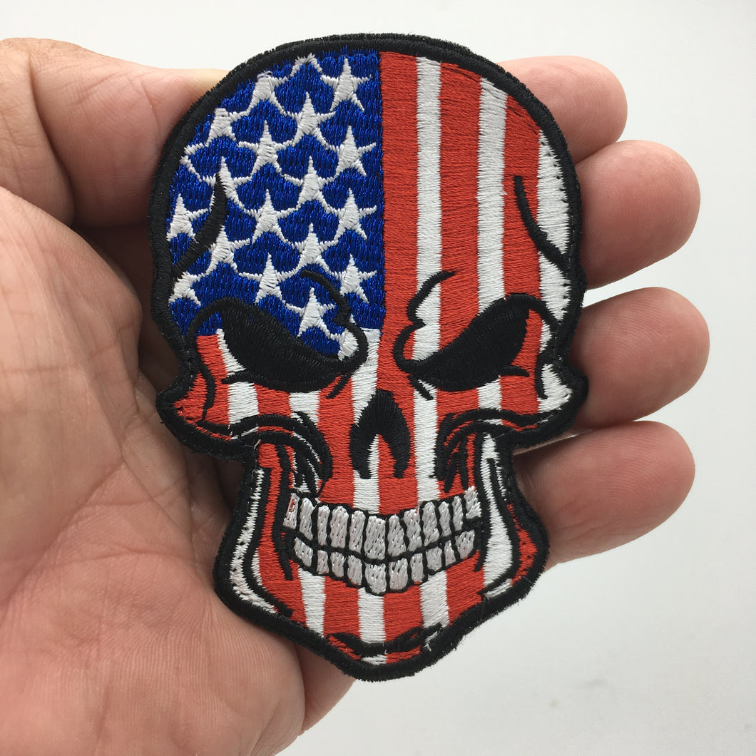 USA Flag Skull Military Hook and Loop Tactical Morale Patch FREE USA SHIPPING SHIPS FROM USA PAT-633