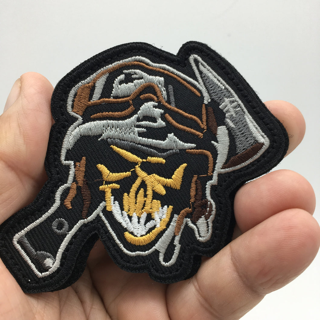 Classic Soldier Hatchet Skull  Helmet Hook and Loop Morale Patch FREE USA SHIPPING SHIPS FROM USA PAT-635