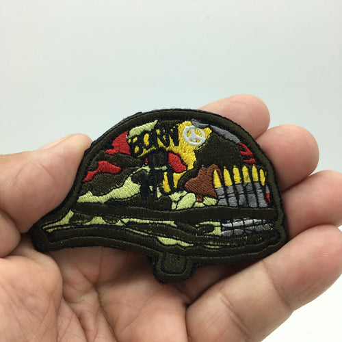 Classic Soldier Born To Kill Peace Vietnam War  Helmet Hook and Loop Morale Patch FREE USA SHIPPING SHIPS FROM USA PAT-636