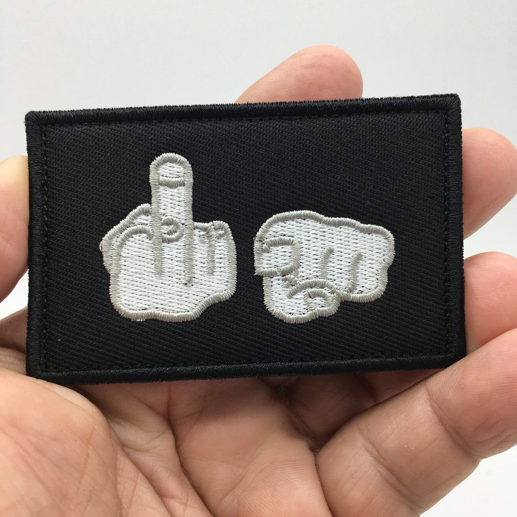 Funny F You Sign Language Flipping Bird Military Tactical Morale Hook and Loop Morale Patch FREE USA SHIPPING SHIPS FROM USA PAT-655