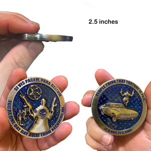 SK-030 Frank Castle And Car Thin Blue Line Fantasy Challenge Coin - www.ChallengeCoinCreations.com