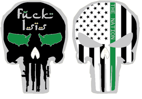 SK-008 Border Patrol GREEN Skull Challenge Coin Sheriff - www.ChallengeCoinCreations.com