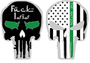SK-008 Border Patrol GREEN Skull Challenge Coin Sheriff - www.ChallengeCoinCreations.com