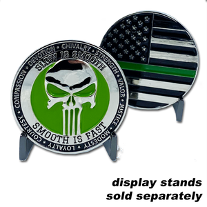 SK-010 Thin Green Line Border Patrol Skull Challenge Coin Bp sheriff cbp bpo amo ofo Conservation Personnel - www.ChallengeCoinCreations.com