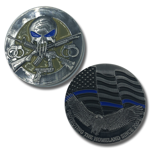 SK 029 Thin Blue Line Tools of the Trade Challenge Coin - www.ChallengeCoinCreations.com