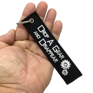 Drop A Gear And Disappear Keychain Luggage Tag Motorcycle Bike Week Harley Kawasaki Suzuki Honda Yamaha Sturgis LKC-55 - www.ChallengeCoinCreations.com