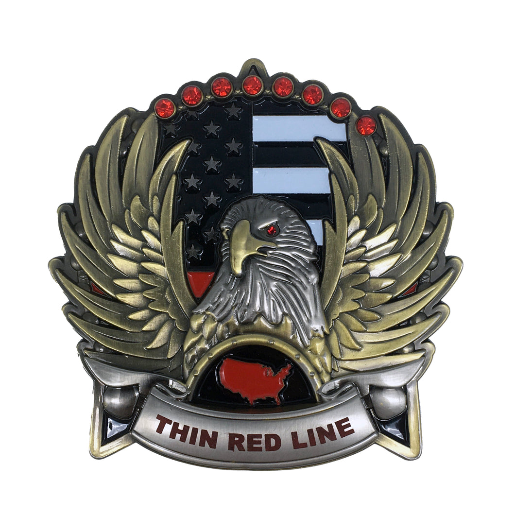 Fire Fighter EMT EMR EMS Thin Red Line God Bless America Challenge Coin Fireman N-004A
