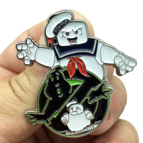 Ghostbusters Inspired Mini Puft Stay Puft Marshmallow Man Glow in the Dark Pin Afterlife 25A-GB - www.ChallengeCoinCreations.com