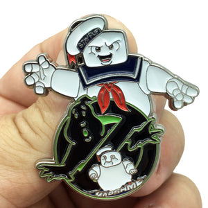 Ghostbusters Inspired Mini Puft Stay Puft Marshmallow Man Glow in the Dark Pin Afterlife 25A-GB - www.ChallengeCoinCreations.com