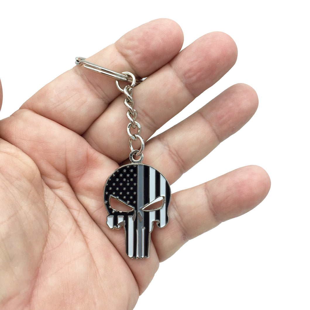 Thin Gray Line Correctional Officer American Flag USA Keychain with Swivel Corrections CO KC-029 - www.ChallengeCoinCreations.com