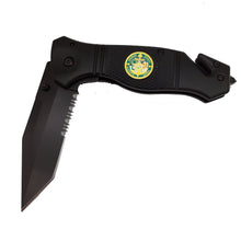 Load image into Gallery viewer, Monroe County Sheriff&#39;s Office Police collectible 3-in-1 Police Tactical Rescue Knife with Seatbelt Cutter Steel Serrated Blade Glass Breaker - www.ChallengeCoinCreations.com