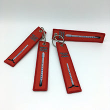 Load image into Gallery viewer, Red Spacex Keychain or Luggage Pull Remove Before Launch Replace After Launch LKC-17 - www.ChallengeCoinCreations.com