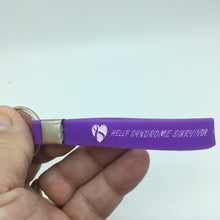 Load image into Gallery viewer, HELLP Syndrome Awareness Silicone Wristband Keychain - www.ChallengeCoinCreations.com