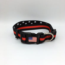 Load image into Gallery viewer, Classic Thin Red Line Dog Collar Firefighter Fireman EMS Rescue Paramedic Medic EMT - www.ChallengeCoinCreations.com