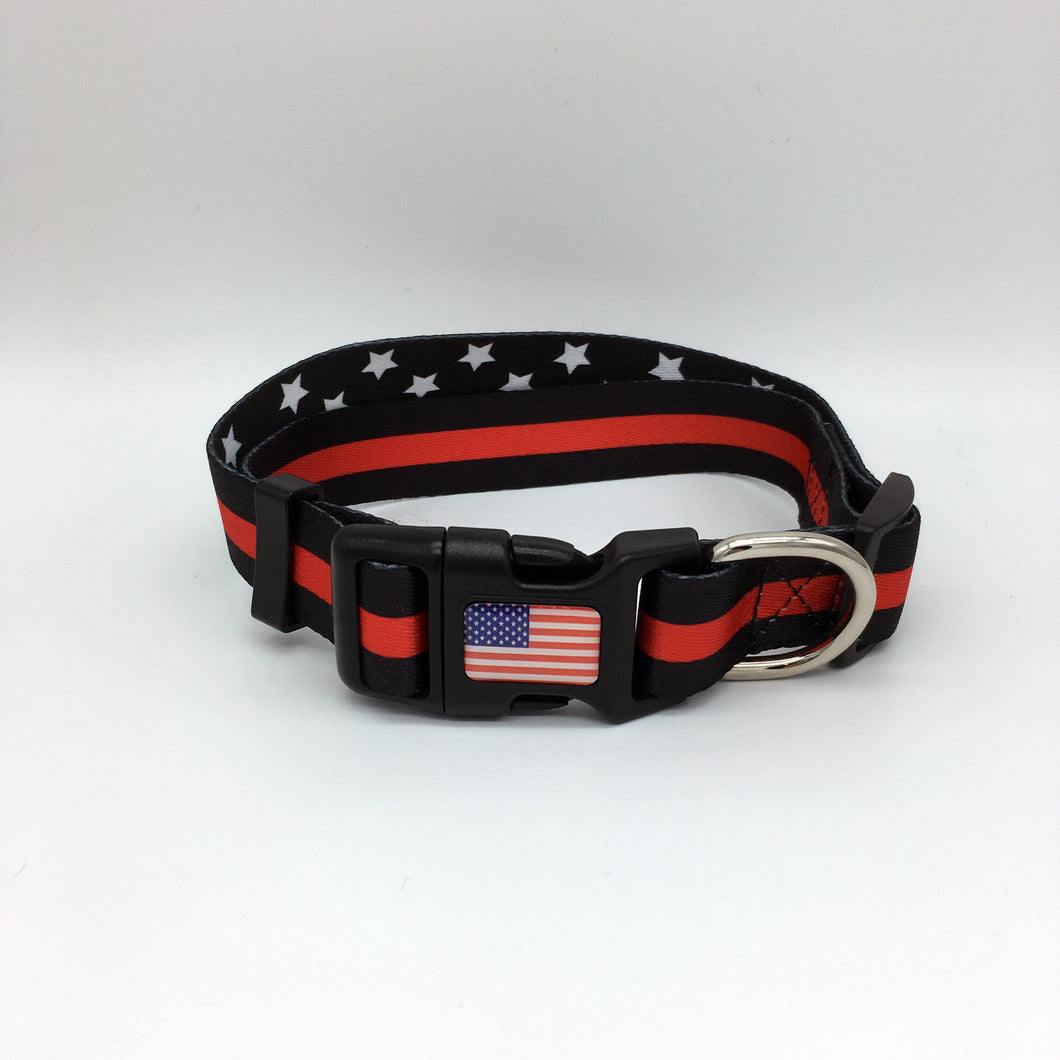 Classic Thin Red Line Dog Collar Firefighter Fireman EMS Rescue Paramedic Medic EMT - www.ChallengeCoinCreations.com