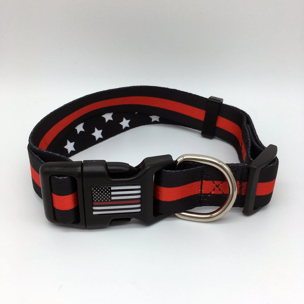 Classic Thin Red Line Dog Collar Firefighter Fireman EMS Rescue Paramedic Medic EMT - www.ChallengeCoinCreations.com