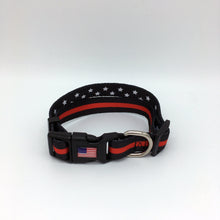 Load image into Gallery viewer, Classic Thin Red Line Dog Collar Firefighter Fireman EMS Rescue Paramedic Medic EMT - www.ChallengeCoinCreations.com