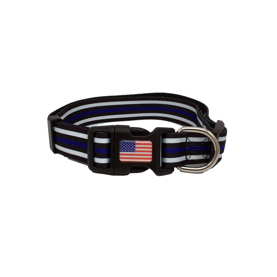 Thin Blue Line Dog Collar Back the Blue Police FBI CBP Air Force Sheriff Officer K9 Canine - www.ChallengeCoinCreations.com