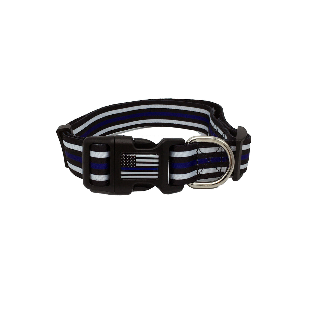 Thin Blue Line Dog Collar Back the Blue Police FBI CBP Air Force Sheriff Officer K9 Canine - www.ChallengeCoinCreations.com