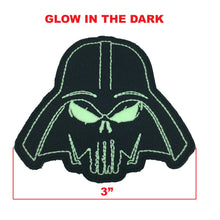 Load image into Gallery viewer, Darth Vader Punisher Inspired 3&quot; Glow In The Dark Mashup Embroidered Patch - www.ChallengeCoinCreations.com