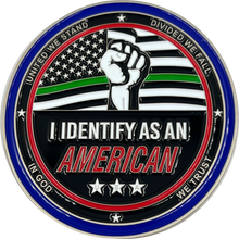 Load image into Gallery viewer, My Pronoun is AMERICAN Thin Green Line Challenge Coin Border Patrol Deputy Sheriff Military EL12-010