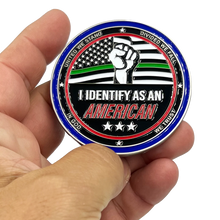 Load image into Gallery viewer, My Pronoun is AMERICAN Thin Green Line Challenge Coin Border Patrol Deputy Sheriff Military EL12-010