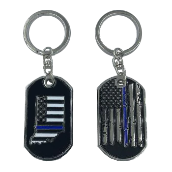 Indiana Thin Blue Line Challenge Coin Dog Tag Keychain Police Law Enforcement II-005