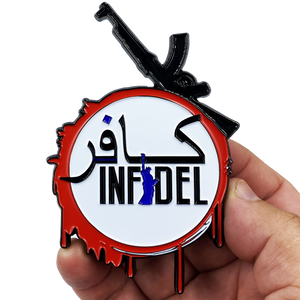 Infidel Statue of Liberty American Flag M4 Thin Blue Line Challenge Coin Police NYPD LAPD CBP FBI FAM DL8-08 - www.ChallengeCoinCreations.com