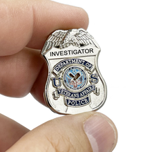 Load image into Gallery viewer, VA Veterans Affairs Police INVESTIGATOR Administration officer shield lapel pin BL7-017 - www.ChallengeCoinCreations.com