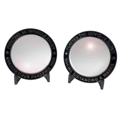 Invisible Enemy Glass Pandemic Challenge Coin for Essential Workers, Nurse, Doctor, EMT, First Responders, Police, Mask BP-001 - www.ChallengeCoinCreations.com