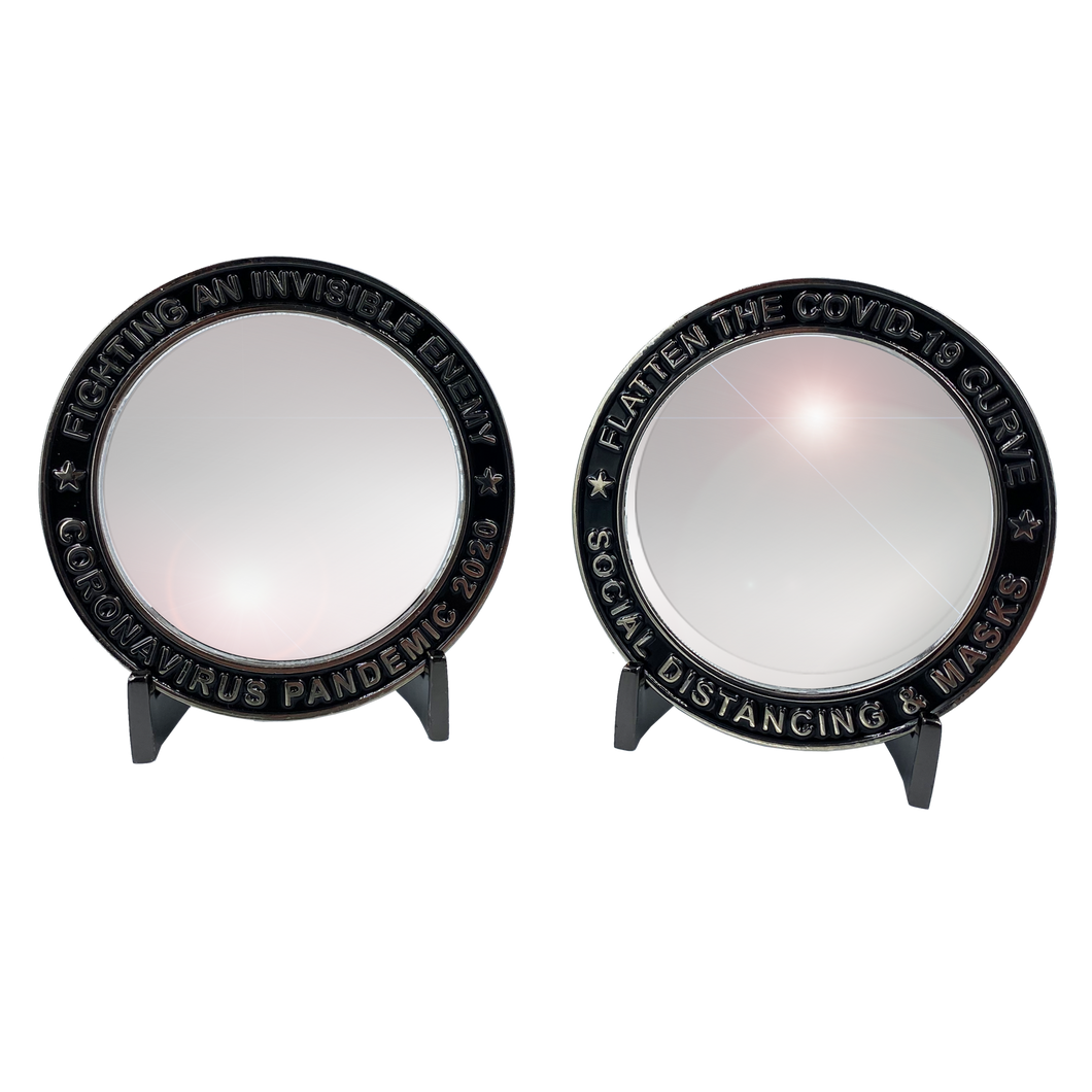 Invisible Enemy Glass Pandemic Challenge Coin for Essential Workers, Nurse, Doctor, EMT, First Responders, Police, Mask BP-001 - www.ChallengeCoinCreations.com