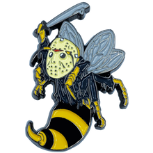 Load image into Gallery viewer, Jason Voorhees Goalie Mask Friday the 13th inspired Killer Wasp Pin CL4-16 - www.ChallengeCoinCreations.com