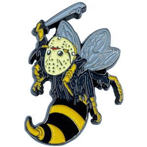 Jason Voorhees Goalie Mask Friday the 13th inspired Killer Wasp Pin CL4-16 - www.ChallengeCoinCreations.com