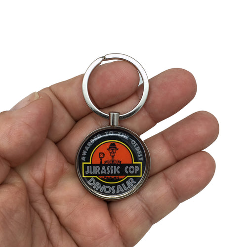 Parody Jurassic Cop Oldest Dinosaur Keychain LEO FBI CBP