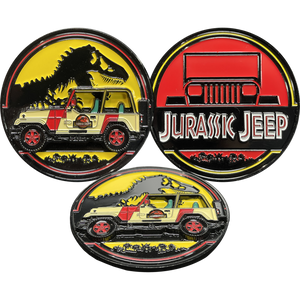 Jurassic Tyrannosaurus Rex Dinosaur Truck 4x4 Challenge Coin BL17-004 - www.ChallengeCoinCreations.com
