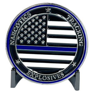 K9 Police Officer Narcotics Tracking Explosives Thin Blue Line LAPD ATF DEA ICE HSI NYPD FBI EL3-004 - www.ChallengeCoinCreations.com