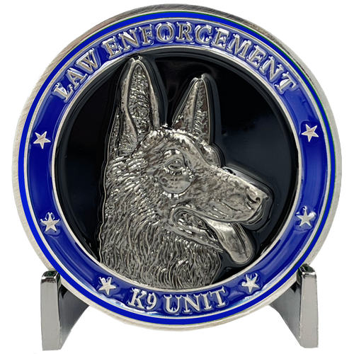 K9 Police Officer Narcotics Tracking Explosives Thin Blue Line LAPD ATF DEA ICE HSI NYPD FBI EL3-004 - www.ChallengeCoinCreations.com