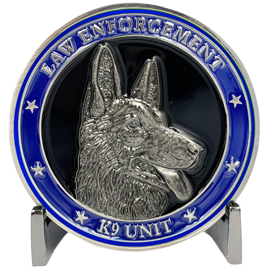K9 Police Officer Narcotics Tracking Explosives Thin Blue Line LAPD ATF DEA ICE HSI NYPD FBI EL3-004 - www.ChallengeCoinCreations.com