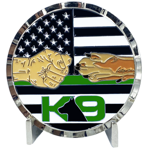 K9 Police Thin Green Line Challenge Coin Fist Paw Bump CBP Border Patrol Marines Army Deputy Sheriff EL6-004 - www.ChallengeCoinCreations.com