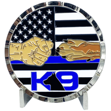 Load image into Gallery viewer, K9 Police Thin Blue Line Challenge Coin Fist Paw Bump E-009 - www.ChallengeCoinCreations.com