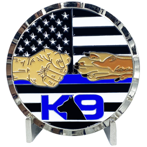 K9 Police Thin Blue Line Challenge Coin Fist Paw Bump E-009 - www.ChallengeCoinCreations.com