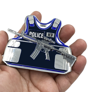 CORRECTIONAL OFFICER K9 POLICE CANINE CO CORRECTIONS OFFICER M4 Body Armor 3D self standing Police Department Challenge Coin thin blue line EL5-009 - www.ChallengeCoinCreations.com