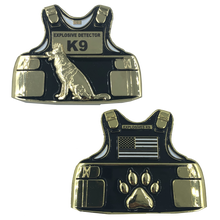 Load image into Gallery viewer, Explosives Detector K9 Body Armor Challenge Coin F-001 - www.ChallengeCoinCreations.com