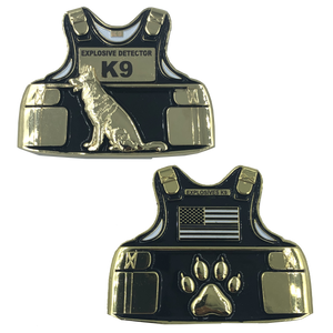 Explosives Detector K9 Body Armor Challenge Coin F-001 - www.ChallengeCoinCreations.com